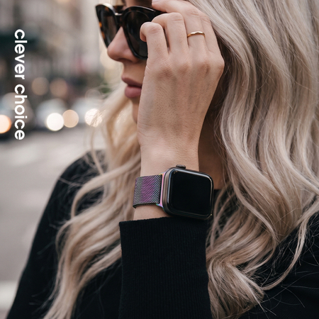 Crong Milano Steel - Correa de acero inoxidable para Apple Watch de 38/40/41/42 mm (iridiscente)