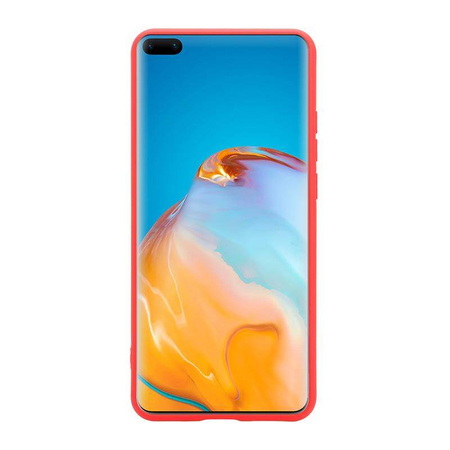Etui Crong Color Cover do Huawei P40 Silikonowe Czerwone z Mikrofibrą