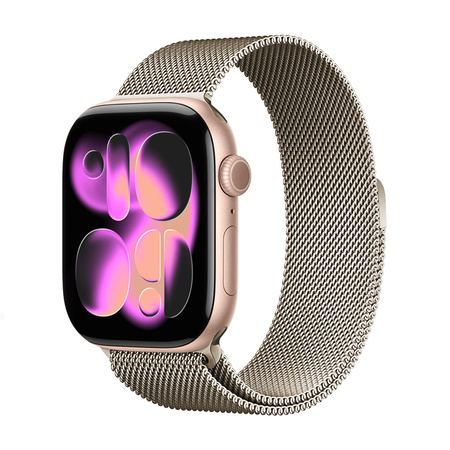 Crong Milano Steel – řemínek z nerezové oceli pro Apple Watch 44/45/46/49mm (šampaňské)