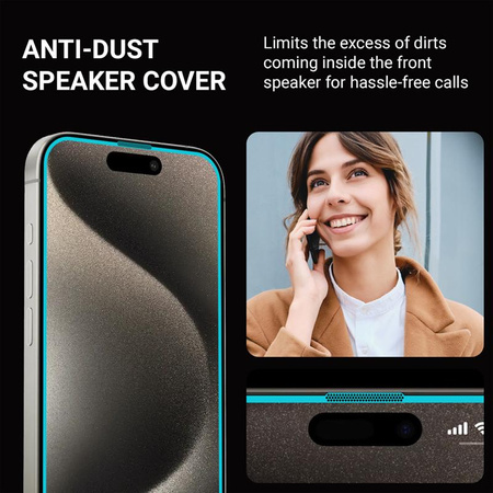 Szkło Crong Anti-Bacterial 3D Armour Glass do iPhone 15 Pro Hartowane 9H z Ramką