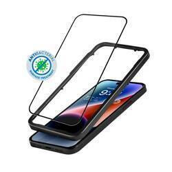 Crong Anti-Bacterial 3D Armour Glass - 9H voll Bildschirm gehärtetes Glas für iPhone 14 Pro + Installationsrahmen