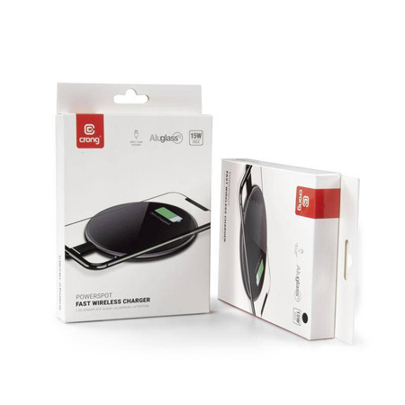 Ładowarka Indukcyjna Crong PowerSpot™ Fast Wireless Charger Qi 15W USB C + Kabel Black