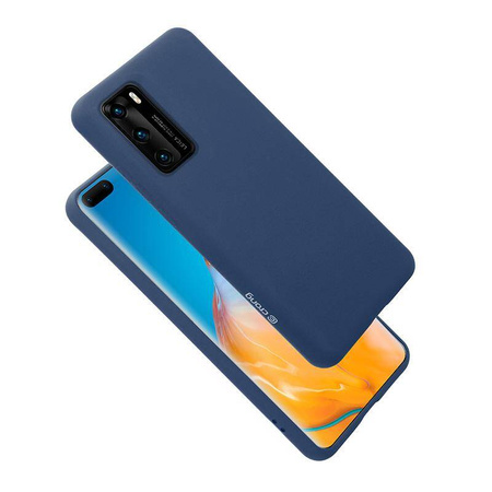 Etui Crong Color Cover do Huawei P40 Silikonowe Niebieskie z Mikrofibrą