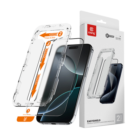 Crong EasyShield 2er-Pack - Gehärtetes Glas für iPhone 16 Pro (2 Stück)