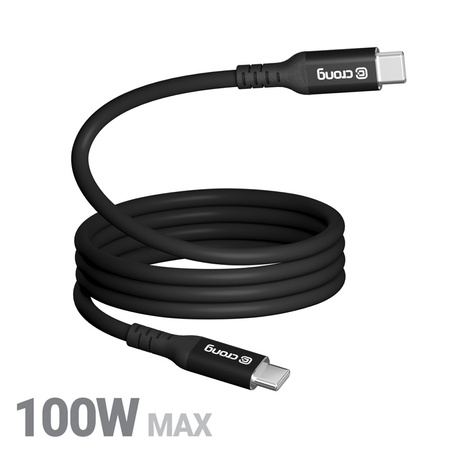 Crong Soft Link - 100W PD 5A USB-C to USB-C cable 200cm (black)