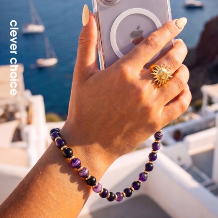 Smycz do Telefonu Crong Phone Charm Zawieszka na Nadgarstek Purple Agate