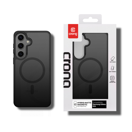 Etui Crong Hybrid MATTE™ Magnetic do Samsung Galaxy S24 MagSafe Czarne Wytrzymałe