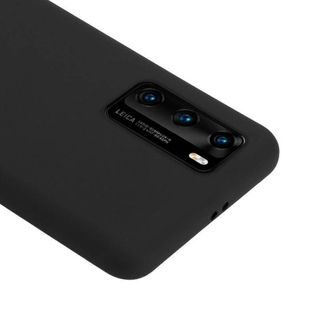 Etui Crong Color Cover do Huawei P40 Silikonowe Czarne Plecki z Mikrofibrą