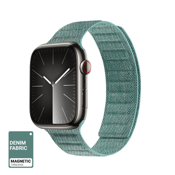 Crong Melange Magnetic - Magnetický řemínek pro Apple Watch 42/44/45/49 mm (tyrkysová melanž)