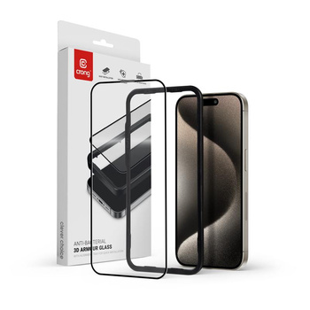 Crong Anti-Bacterial 3D Armor Glass - 9H Tempered Glass for the Full Screen iPhone 15 Pro Max + Installation Frame