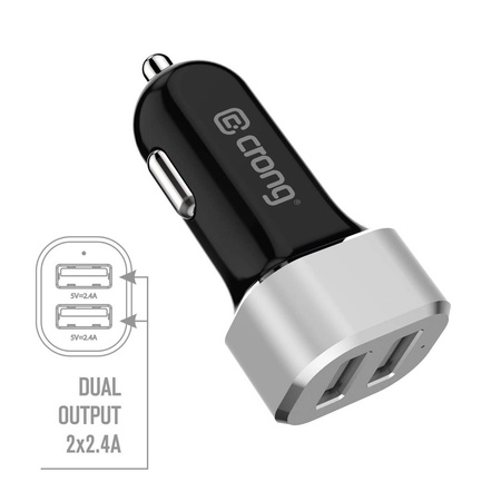 Crong Power Car Charger 24W - 2xUSB 2.4A car charger (aluminum)