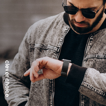 Crong Milano Steel – Edelstahlarmband für Apple Watch 44/45/46/49 mm (schwarz)