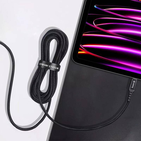 Crong Armor Link - 100W 5A USB-C to USB-C Power Delivery Fast Charging cable 200cm (black)