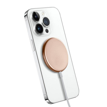 Bezdrátová nabíječka Crong MagSpot – hliníková indukční nabíječka MagSafe 15W (zlatá)