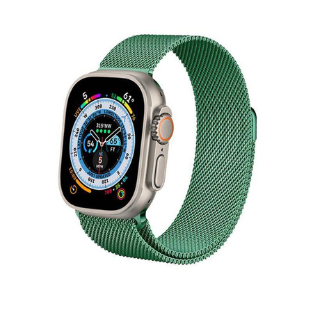 Crong Milano Steel – Bransoleta mediolańska do Apple Watch 44/45/46/49 mm (zielony)