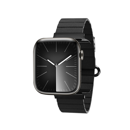 Crong Eclipse – Correa de cuero magnética para Apple Watch 44/45/46/49 mm (negra)