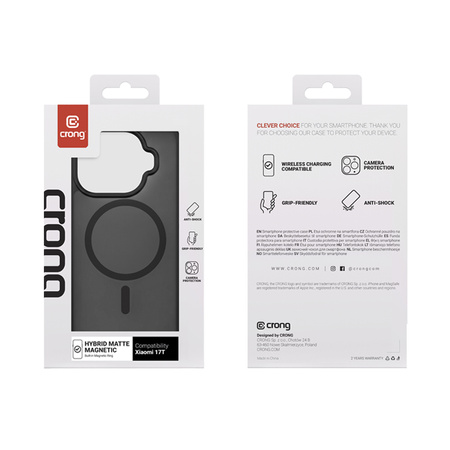 Etui Crong Hybrid MATTE™ Magnetic do Xiaomi 17T MagSafe Czarne Wytrzymałe