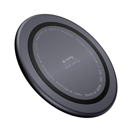 Crong PowerSpot™ Fast Wireless Charger – Bezprzewodowa ładowarka Qi 15W USB-C (Shadow Black)