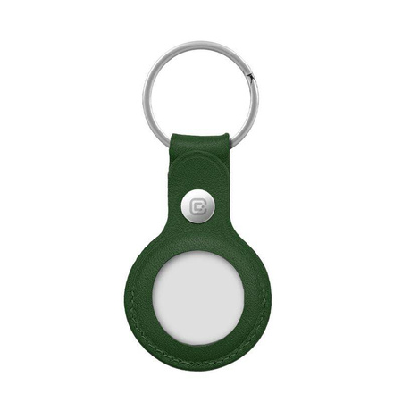 Crong Leather Case with Key Ring - Leather protective case key ring for Apple AirTag 1 / 2 (Green)