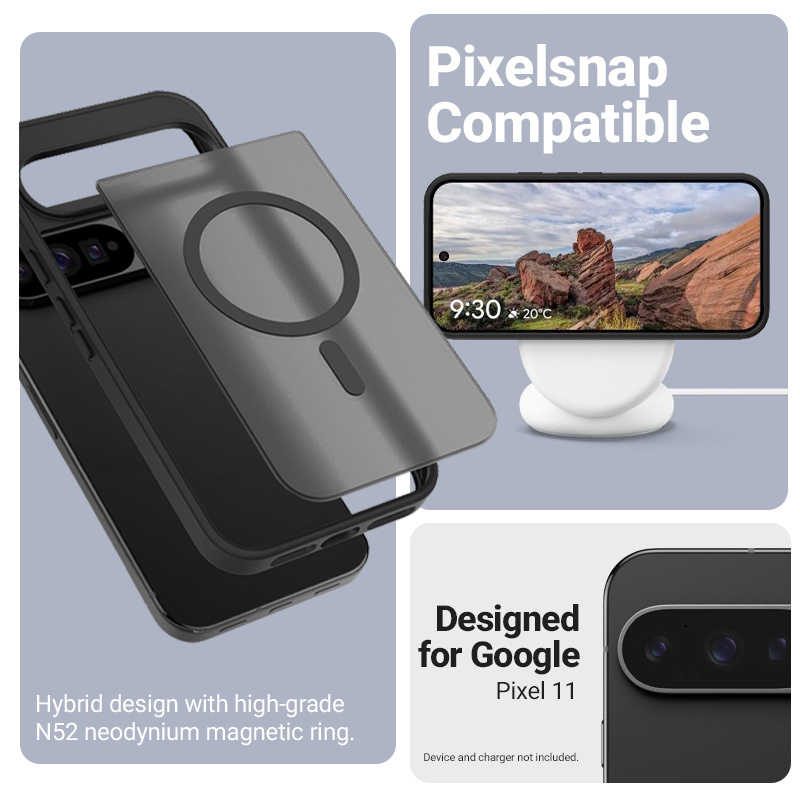 Matowe czarne etui Crong chroniące Google Pixel 11