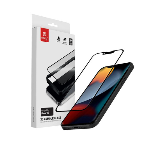 Crong 3D Armour Glass - Szkło hartowane iPhone 16e / iPhone 14 / iPhone 13 + ramka instalacyjna