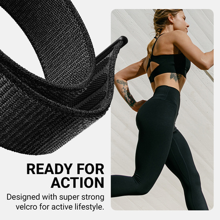 Curea sport Crong Nylon pentru Apple Watch 38/40/41/42 mm (albastru rece)