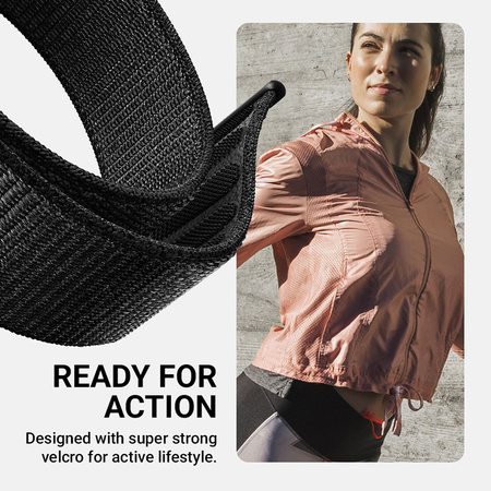 Crong Nylon - Αθλητικό λουράκι για Apple Watch 44/45/46/49 mm (Night Grey)