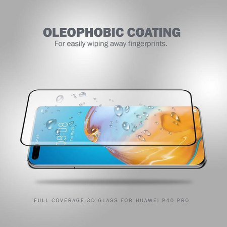 Szkło Hartowane do Huawei P40 Pro Crong 3D Armour Glass 9H Ochronne na Cały Ekran + Ramka Instalacyjna