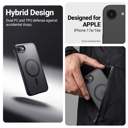 Etui CRONG Hybrid MATTE™ Magnetic MagSafe do iPhone 17e / 16e czarne