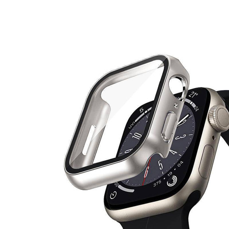 Hybridní pouzdro na hodinky Crong - Skleněné pouzdro na Apple Watch 41 mm (Starlight)