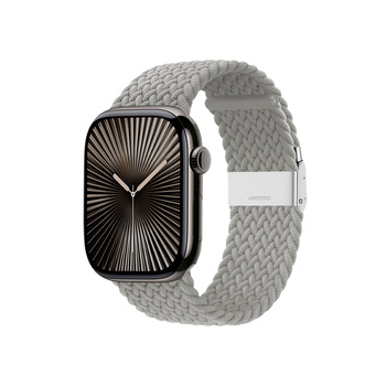 Crong Wave Band - Pletený řemínek pro Apple Watch 42/44/45/49 mm (světle šedý)