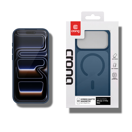 Funda Crong Hybrid Matte Magnetic MagSafe para iPhone 17 Pro Max (azul marino)