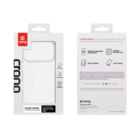 Crong Clear Cover - за iPhone 18 Pro Max / 17 Pro Max (прозрачен)