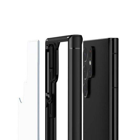 Etui Przezroczyste do Samsung Galaxy S22 Ultra Crong Hybrid Clear Cover Case z Czarną Ramką
