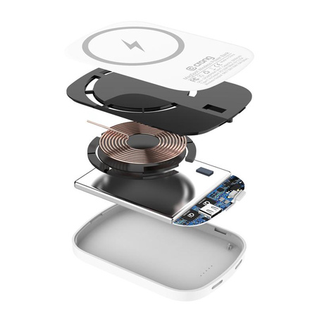 Crong MagSpot Power Bank - Ultra Slim Wireless Power Bank with MagSafe 5000mAh, USB-C 20W PD (White)