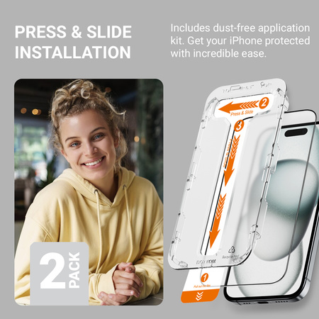 Szkło Crong EasyShield do iPhone 16 Plus / 15 Plus Hartowane 9H z Aplikatorem 2szt
