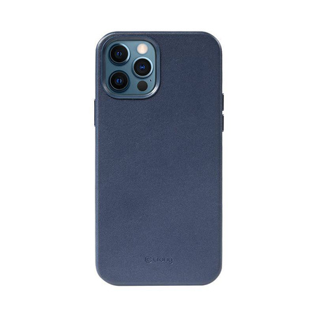 Crong Essential Cover Magnetic - Etui ze skóry iPhone 12 / iPhone 12 Pro MagSafe (granatowy)