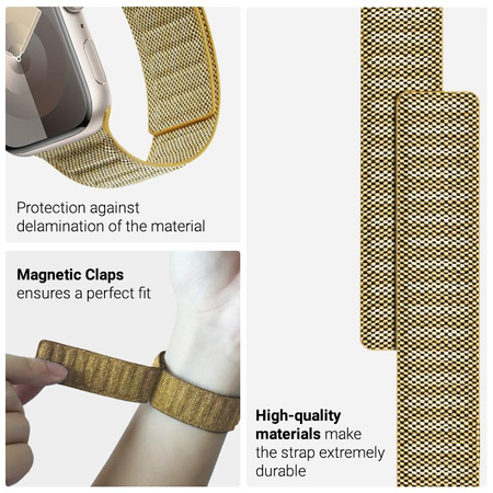 Pasek Crong Melagne do Apple Watch 42/41/40/38 mm Żółty Melanż Magnetyczny