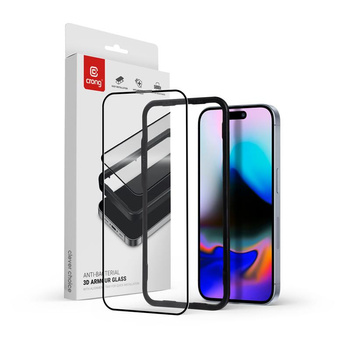 Sticlă securizată Crong 3D Armor Glass antibacteriană - cu finisaj 9H, lipici complet pentru iPhone 16 Pro + ramă de instalare