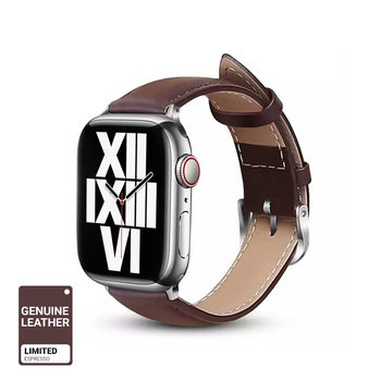 Crong Noble Band - Genuine Leather Strap for Apple Watch 44/45/46/49 mm (Espresso)