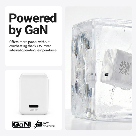 Crong Ultra Compact GaN - USB-C 45W PD 3.0 nástěnná nabíječka s PPS (bílá)