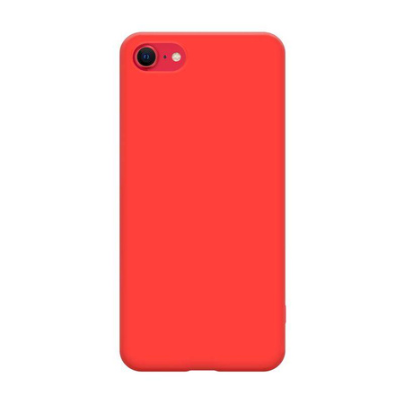 Etui Crong Color Cover do iPhone SE 2020 / 8 / 7 Silikonowe Czerwone z Mikrofibrą