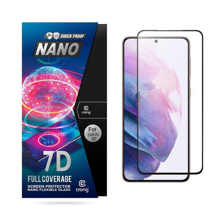 Crong 7D Nano Flexibles Glas - Bruchsicheres 9H Hybridglas für den gesamten Bildschirm des Samsung Galaxy S21