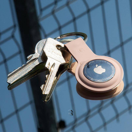 Etui Ochronne do Apple AirTag 1/2 Brelok Crong Silicone Case with Key Ring Piaskowy Róż