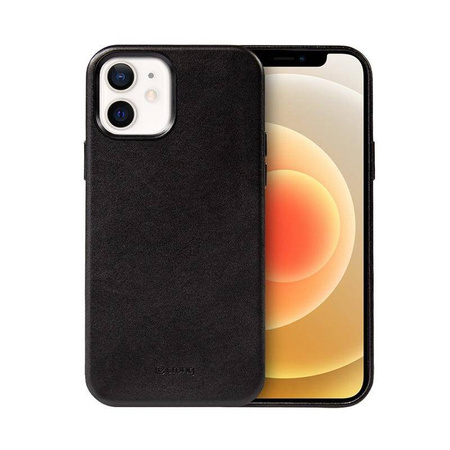 Crong Essential Cover - Etui ze skóry ekologicznej iPhone 12 / iPhone 12 Pro (czarny)