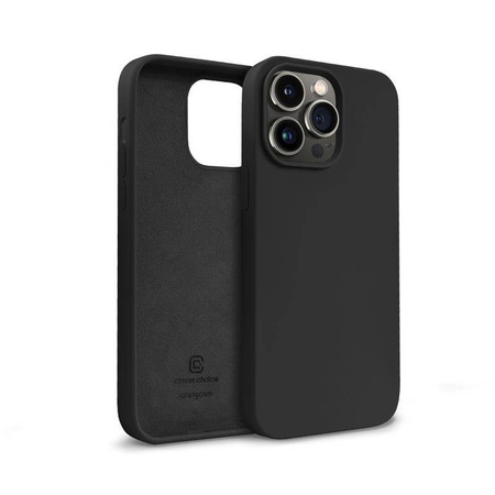 Etui Crong Color Cover do iPhone 14 Pro Max Silikonowe Czarne z Mikrofibrą