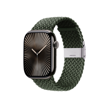Crong Wave Band – Pleciony pasek do Apple Watch 44/45/46/49 mm (zielony)