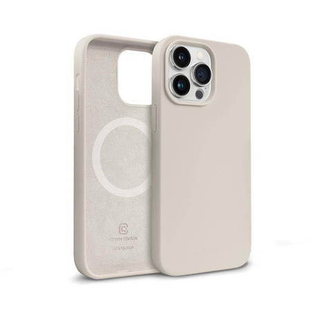 Etui do iPhone 14 Pro MagSafe Crong Color Cover Magnetic Silikonowy Case Ochronny Kamienny Beż
