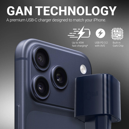 Crong NEO GaN Charger - USB-C 40W PD Charger with AVS (Navy Blue)