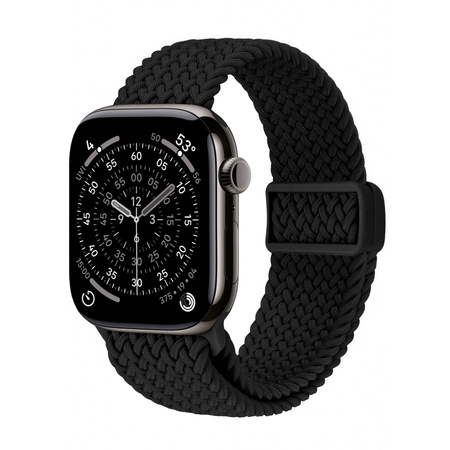 Crong Wave Band - Fonott szíj Apple Watch 44/45/46/49 mm-hez (fekete)